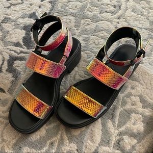 Metallic Gladiator Platform Sandals | 6.5